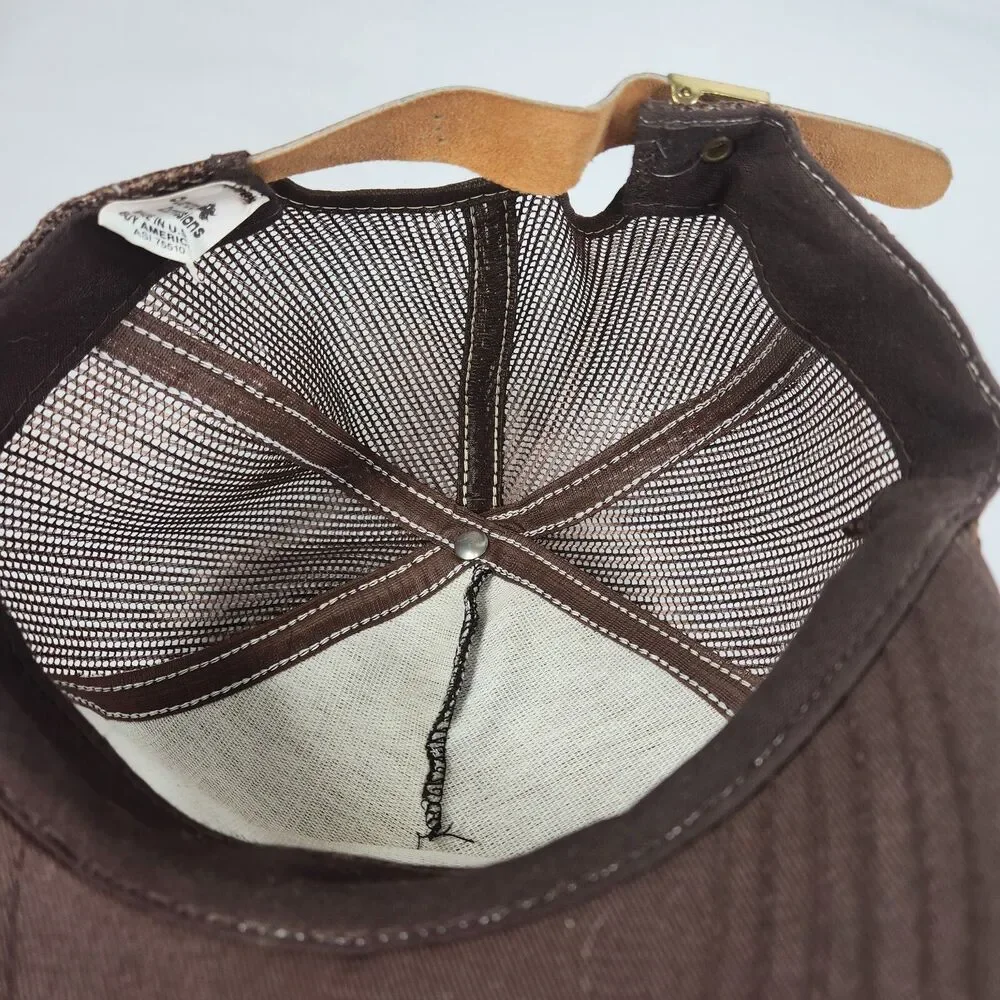 Vintage Tyson USA Overland Patch Trucker Hat Strap Back Adjustable Mesh Brown